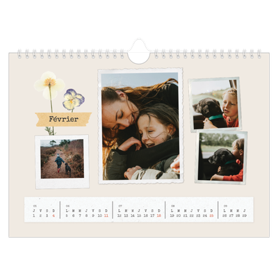 Calendrier photo A4 — Scrapbook vintage [Février]