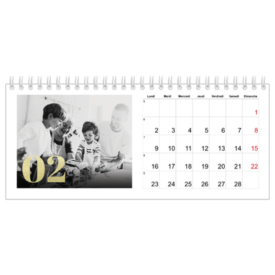 Calendrier de bureau — Larges numéros brillants [Février]