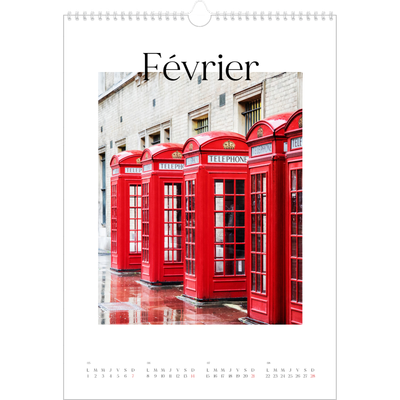 A3 Calendrier annuel — Mon carnet de voyage [Février]