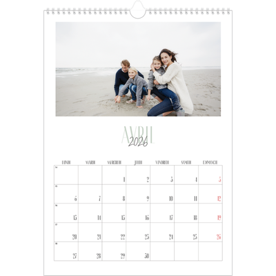 A3 Calendrier annuel — Mix de typographies [Avril]