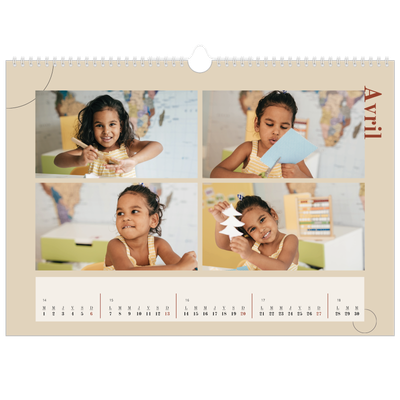 Calendrier photo A3 — Texte asymétrique [Avril]