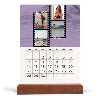 Calendrier de bureau support bois - portrait  — Envie d'aventures [Avril]