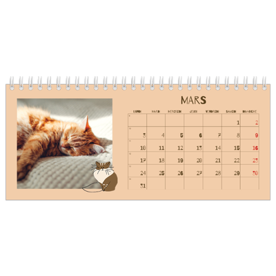 Calendrier de bureau — Chaton joueur [Mars]