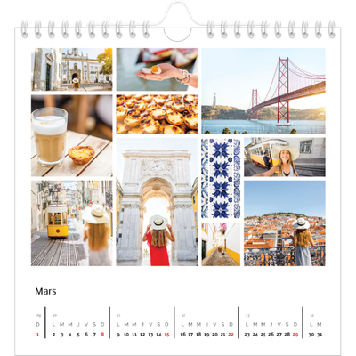 Calendriers annuels carré — Diaporama asymétrique [Mars]