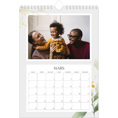Calendrier photo A4 (20 x 30 cm) — Éclaboussure florale [Mars]