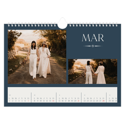 Calendrier photo A4 — Ardoise et sérifs [Mars]