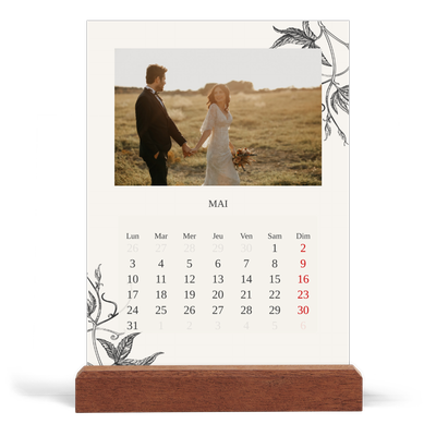 Calendrier de bureau support bois - portrait  — Encre & lierre [couverture]