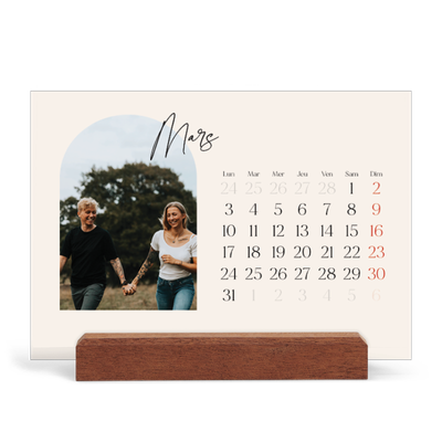 Calendrier de bureau support bois - paysage   — Arche de souvenirs [Mars]