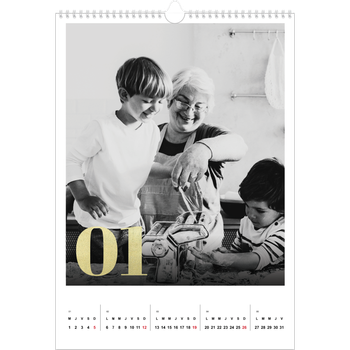 Calendrier photo A3 — Larges numéros brillants