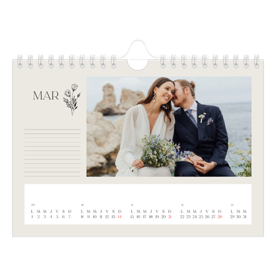 Calendrier photo A5 — Initiales fleuries [Mars]