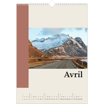 A3 Calendrier annuel — Vues du monde [Avril]