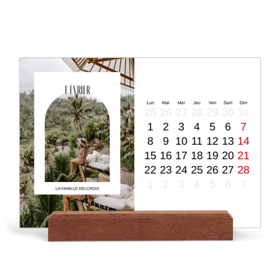 Calendrier de bureau support bois - paysage   — L'arche ouverte [Février]