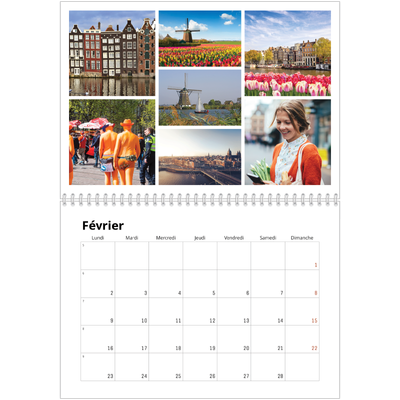 Calendrier photo A4 double (30 x 40 cm) — Diaporama asymétrique [Février]