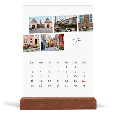 Calendrier de bureau support bois - portrait  — Escapade citadine [Janvier]