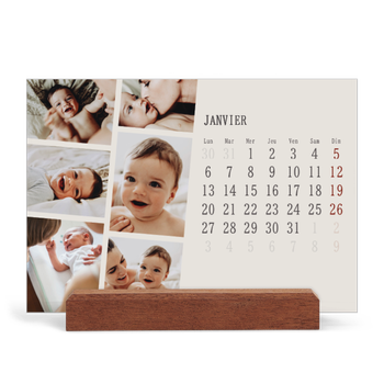 Calendrier de bureau support bois - paysage — Souvenirs en mouvement