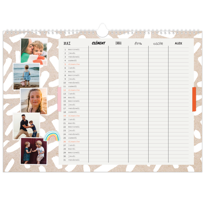 Calendrier photo A3 — Agenda rustique - Famille de 5 [couverture]