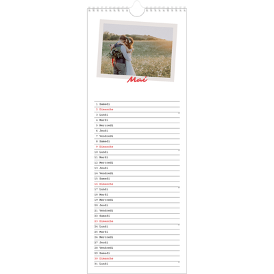 Calendrier mural long  — Signature carmin [Mai]