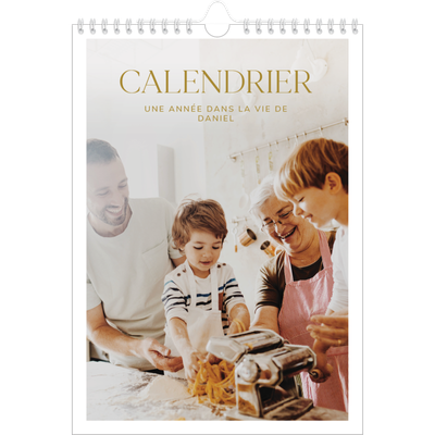 Calendrier photo A4 (20 x 30 cm) — Large texte Doré [couverture]