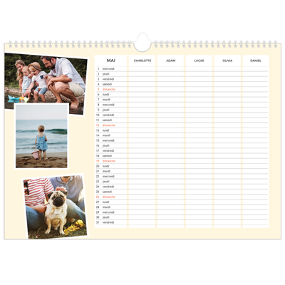 Calendrier photo A3 — Agenda moderne - Famille de 5 [couverture]