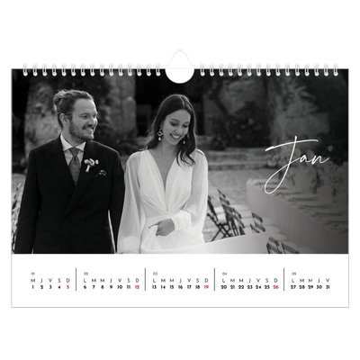 Calendrier photo A4 — Écriture élégante [Janvier]