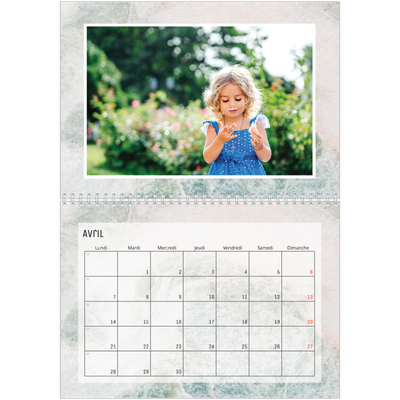 Calendrier photo A4 double (30 x 40 cm) — Effet marbre [Avril]