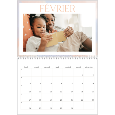 Calendrier photo A4 double (30 x 40 cm) — Effet pinceau [Février]
