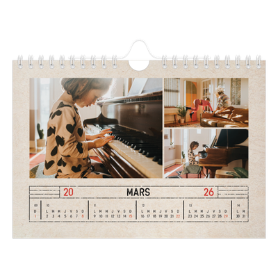Calendrier photo A5 — Craft effet tampon [Mars]