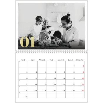Calendrier photo A4 double — Larges numéros brillants