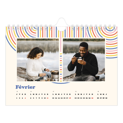 Calendrier photo A5 — Rayures rétros [Février]