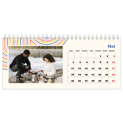 Calendrier de bureau — Rayures rétros [couverture]