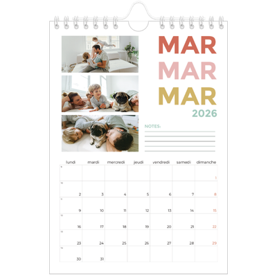 Calendrier photo A5 — Lettrage coloré [Mars]