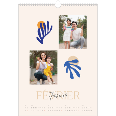 A3 Calendrier annuel — Coraux minimalistes [Février]