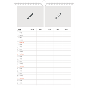 Calendrier photo A3 — Créez votre produit - Famille de 5
