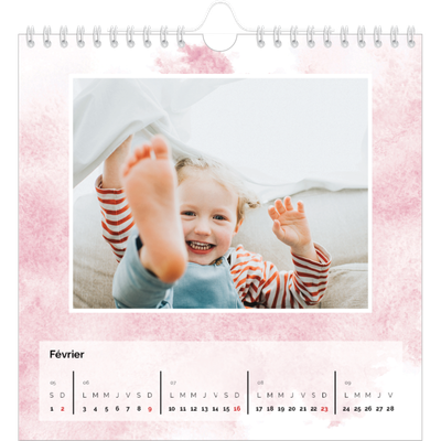 Calendriers annuels carré — Effet aquarelle [Février]