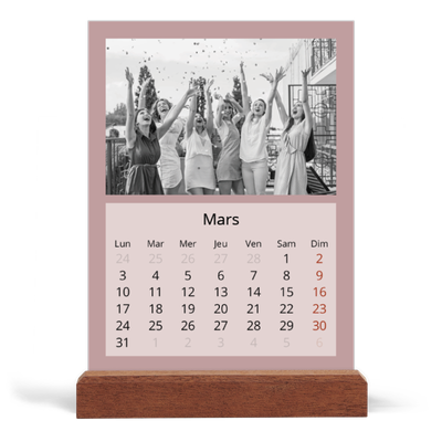 Calendrier de bureau support bois - portrait  — Neo Scandi [Mars]
