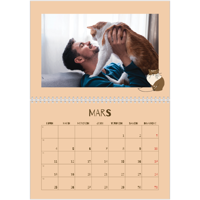 Calendrier photo A4 double (30 x 40 cm) — Chaton joueur [Mars]