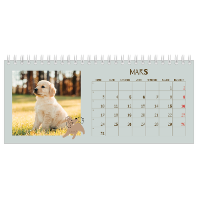 Calendrier de bureau — Chiot joueur [Mars]