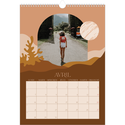 A3 Calendrier annuel — Montagnes aux tons neutres [Avril]