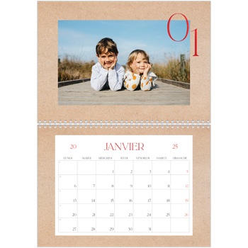 Calendrier photo A4 double — Touches de rouge