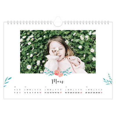 Calendrier photo A4 — Ornements aquarelle [Mars]