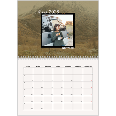 Calendrier photo A4 double (30 x 40 cm) — Envie d'aventures [Mars]