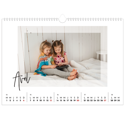 Calendrier photo A3 — Cadre clair [Avril]
