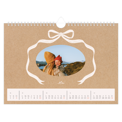 Calendrier photo A4 — Kraft et nœud [couverture]