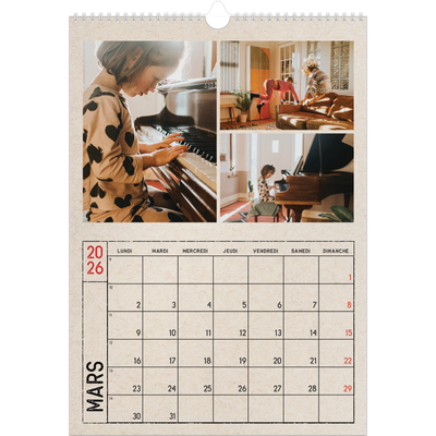 A3 Calendrier annuel — Craft effet tampon [Mars]