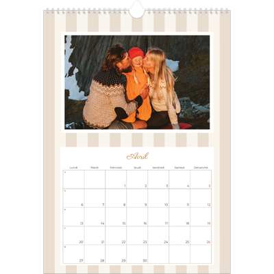 A3 Calendrier annuel — Lettrages et rayures [Avril]