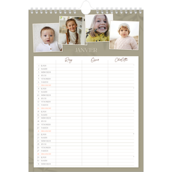 Calendrier photo A4 — Agenda terre à terre - Famille de 3
