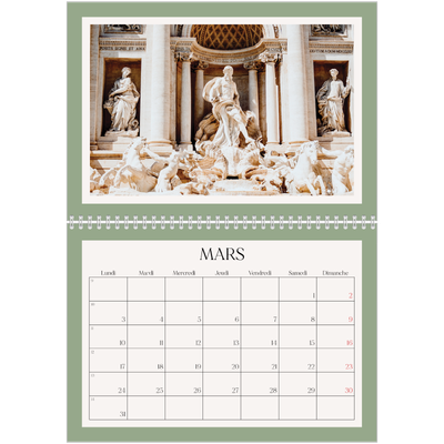 Calendrier photo A4 double (30 x 40 cm) — Couleurs classiques [Mars]