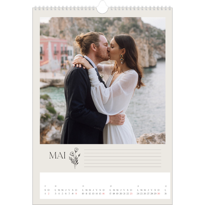 A3 Calendrier annuel — Initiales fleuries [Mai]