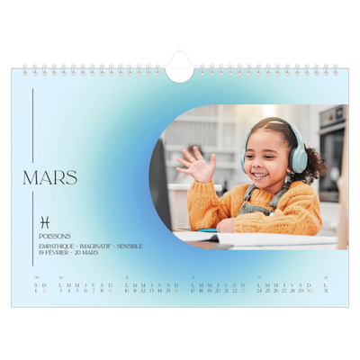 Calendrier photo A4 — Dégradé astrologique [Mars]