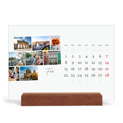 Calendrier de bureau support bois - paysage   — Escapade citadine [Février]